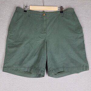 NEW J. Jill Chino Shorts Women's 18 Petite Olive Green Elastic Waist Casual 9"
